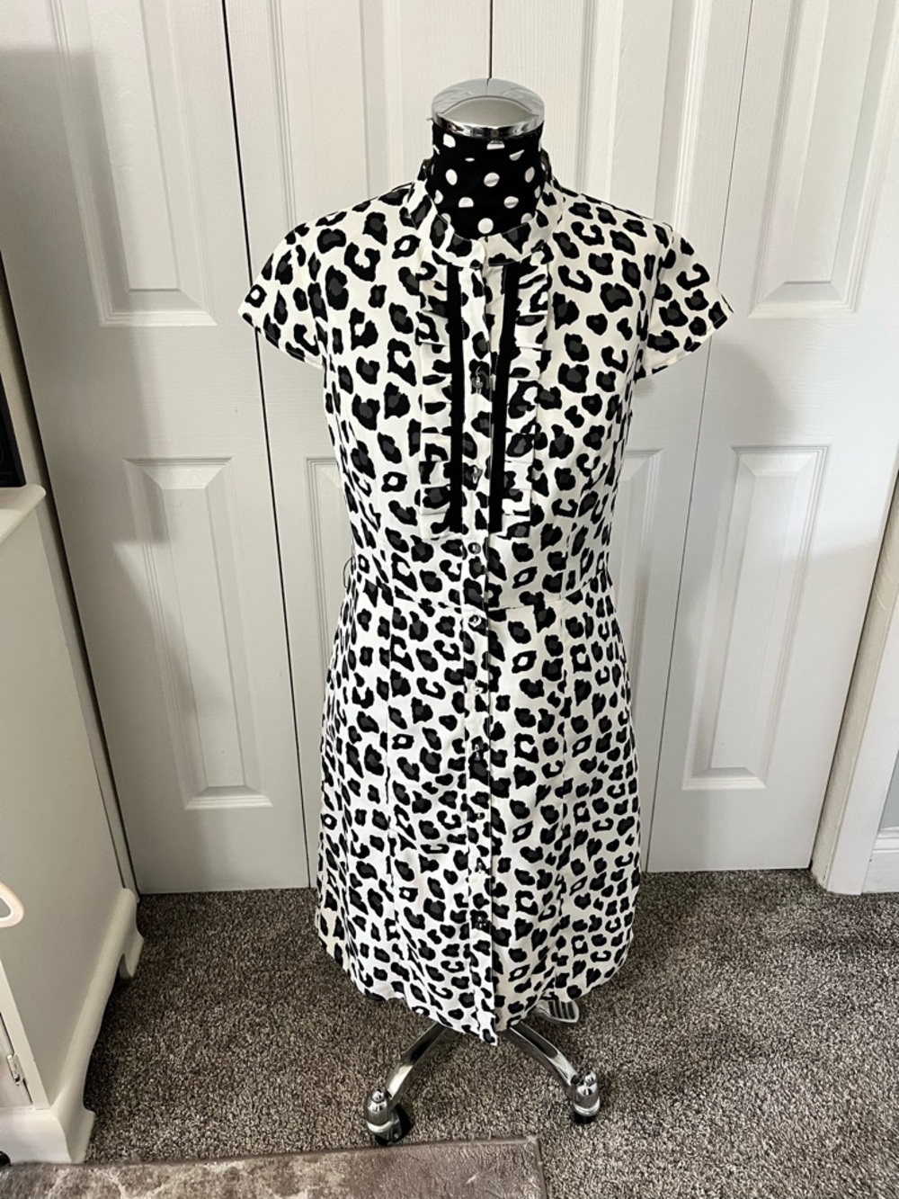 Merona Black and White Leopard Print Midi Dress
